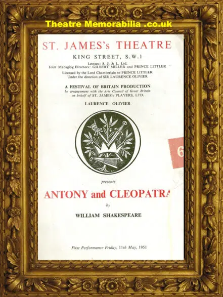 London St James’s Theatre – Anthony And Cleopatra – 1951