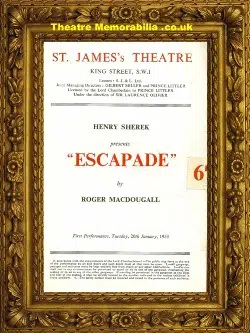 London St James’s Theatre – Escapade – 1953