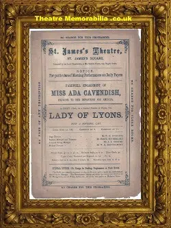 London St James’s Theatre – Lady Of Lyons – 1877