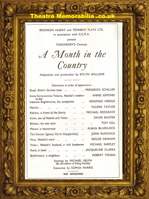 London St James's Theatre - Month In The Country - 1943