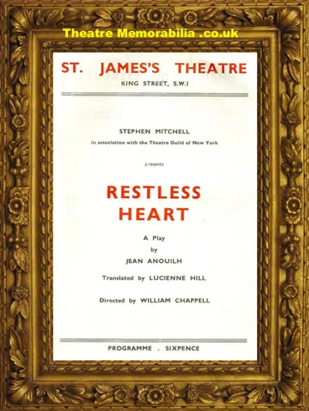London St James’s Theatre – Restless Heart – 1957 Pleasence