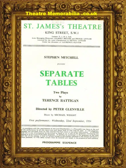 London St James’s Theatre – Seperate Tables – 1955
