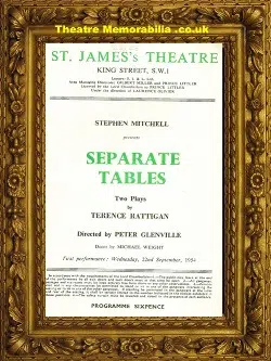 London St James’s Theatre – Seperate Tables – 1955