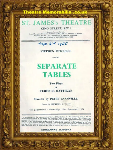 London St James’s Theatre – Seperate Tables – 1954