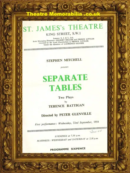 London St James’s Theatre – Seperate Tables – 1955