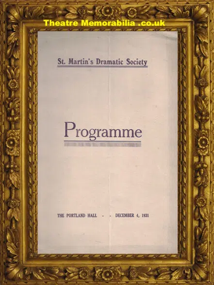 London St Martin’s Dramatic Society – Triple Bill – 1931