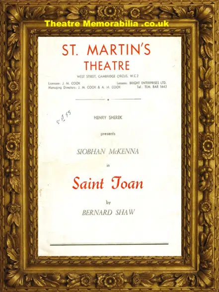 London St Martin’s Theatre – Saint Joan – 1955