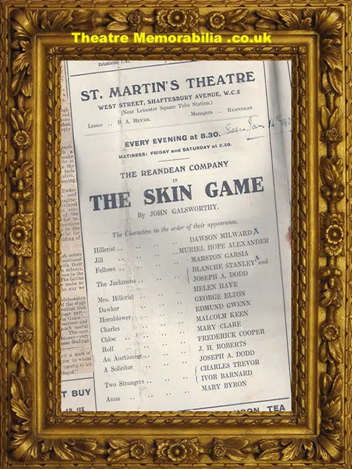 London St Martin's Theatre - The Skin Game - 1921
