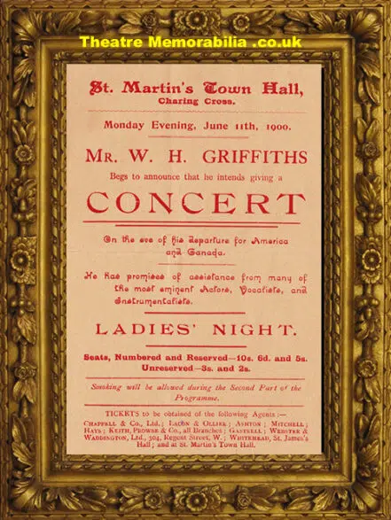 London St Martin’s Town Hall Charing Cross – Concert – 1900 Auto
