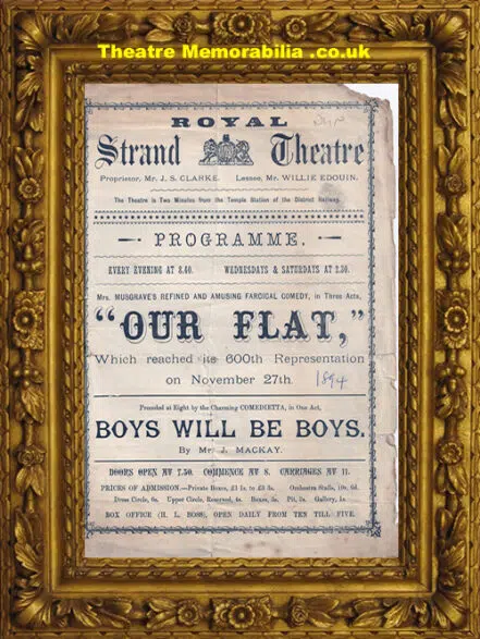 London Strand Theatre – Boys Will Be Boys – 1894