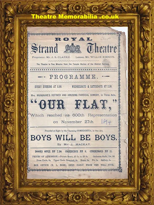 London Strand Theatre - Boys Will Be Boys - 1894