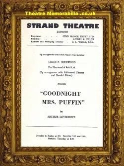 London Strand Theatre – Goodnight Mrs Puffin – 1961 Irene Handl