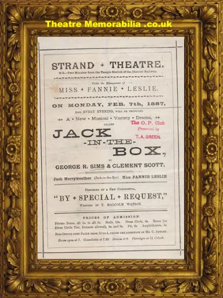 London Strand Theatre – Jack In The Box – 1887