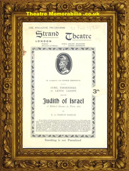 London Strand Theatre – Judith Of Israel – 1928