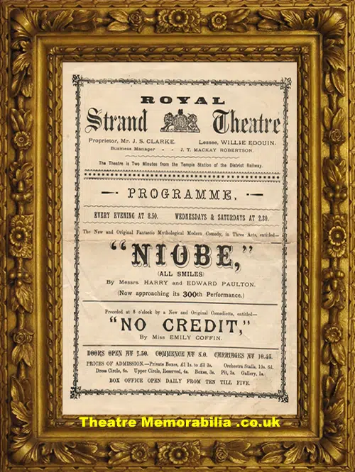 London Strand Theatre - No Credit + Niobe - 1893