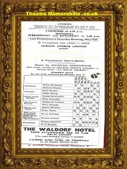 London Strand Theatre – Offenbach Tales Of Hoffmann Opera – 1942