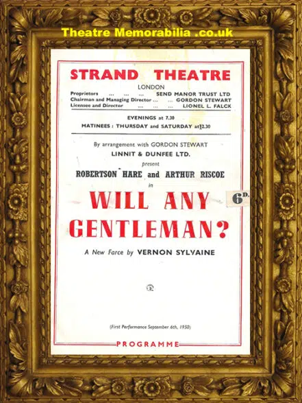 London Strand Theatre – Will Any Gentleman – 1950