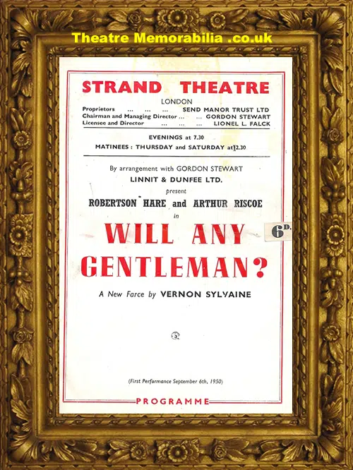 London Strand Theatre - Will Any Gentleman - 1950