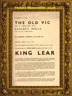 London The Old Vic - King Lear - 1940 - John Gielgud