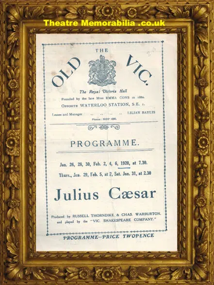 London The Old Vic Theatre – Julius Ceasar – 1920