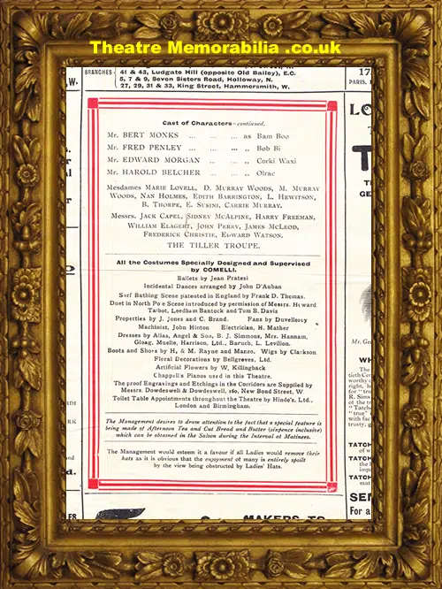 London Theatre Royal - Aladdin - 1909 - Pantomime