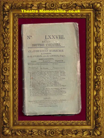 London Theatre Royal – Clandestine Marriage – 1791 – Booklet