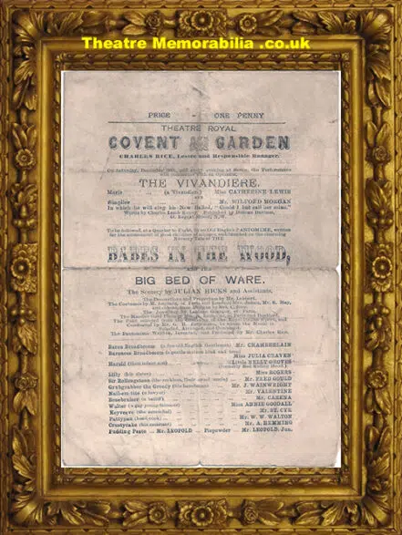 London Theatre Royal Covent Garden – Babes In The Wood – 1875