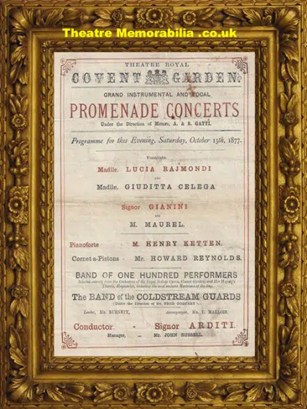 London Theatre Royal Covent Garden – Prom Concert – 1877