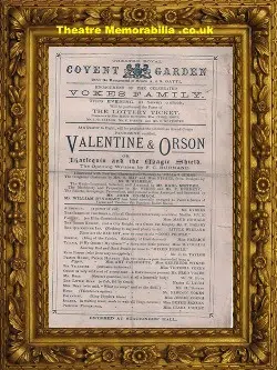 London Theatre Royal Covent Garden – Valentine & Orson – 1878