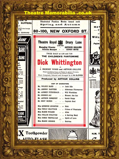 London Theatre Royal - Dick Whittington - 1909 - Pantomime