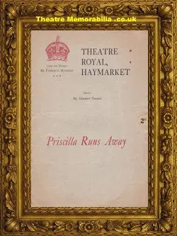 London Theatre Royal Haymarket – Priscilla Runs Away – 1910