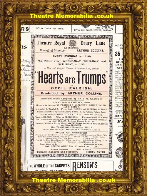 London Theatre Royal - Hearts Are Trumps - 1899