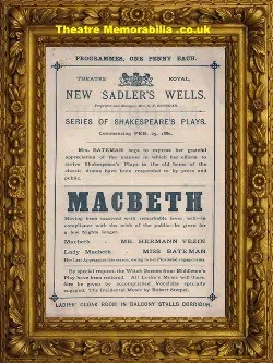 London Theatre Royal New Sadler’s Wells – Macbeth – 1880