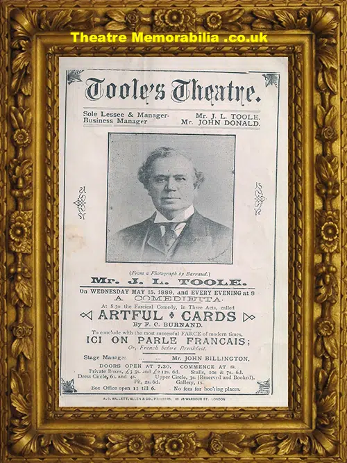 London Toole's Theatre - Artful Cards - 1899