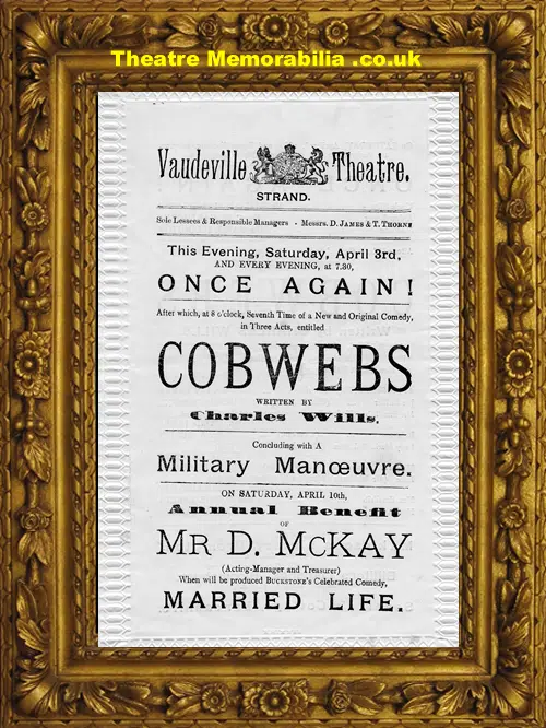 London Vaudeville Theatre - Cobwebs - 1880