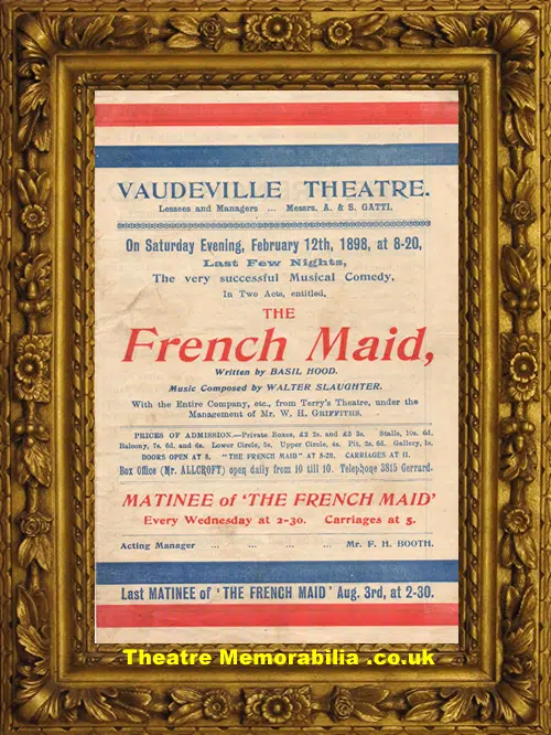 London Vaudeville Theatre - French Maid - 1898