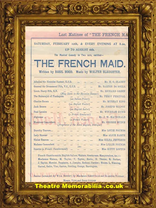 London Vaudeville Theatre - French Maid - 1898