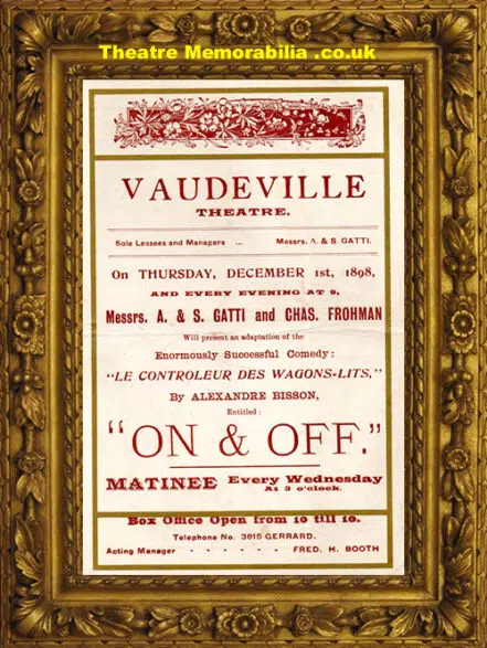 London Vaudeville Theatre – On & Off – 1898