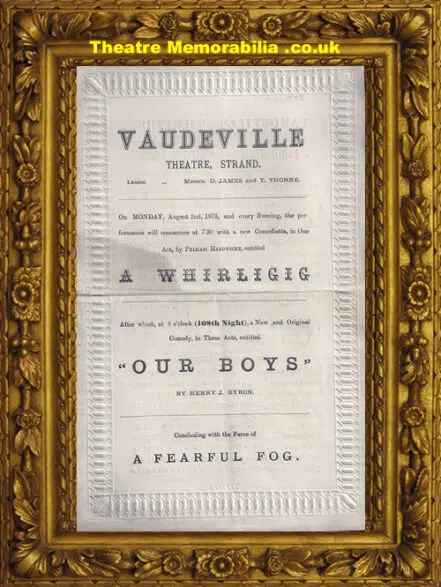 London Vaudeville Theatre – Our Boys – 1875