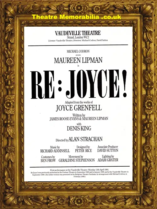 London Vaudeville Theatre - Re Joyce 1988 - Maureen Lipman
