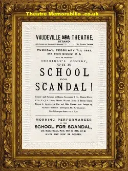London Vaudeville Theatre – School For Scandal – 1882
