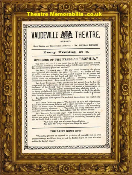 London Vaudeville Theatre – Sophia – 1886