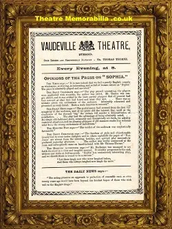 London Vaudeville Theatre – Sophia – 1886