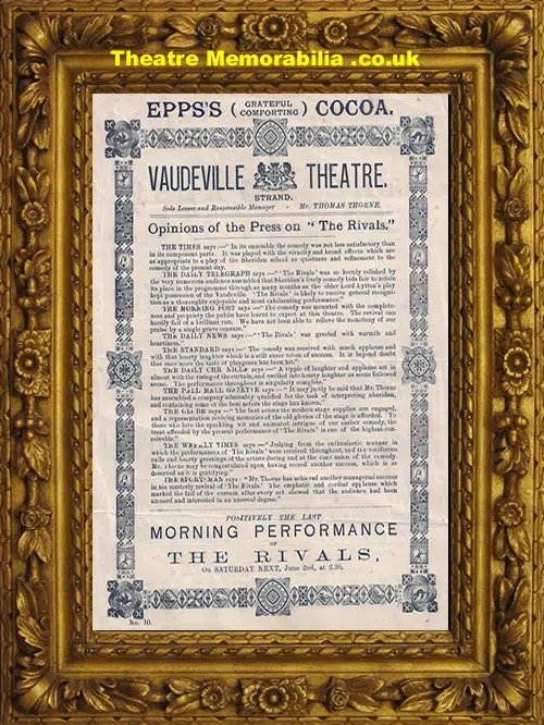 London Vaudeville Theatre - The Rivals - 1883