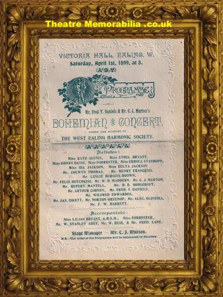 London Victoria Hall Ealing – Bohemian Concert – 1899