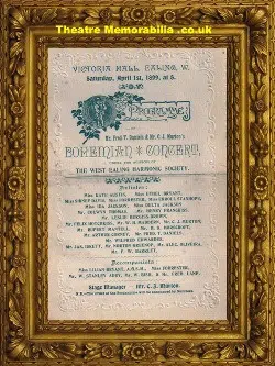 London Victoria Hall Ealing – Bohemian Concert – 1899