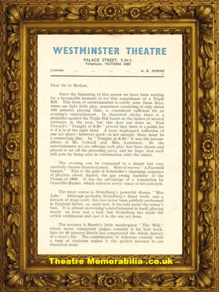 London Westminster Theatre – London Mask Company – 1940s ?