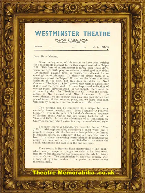 London Westminster Theatre - London Mask Company - 1940s ?