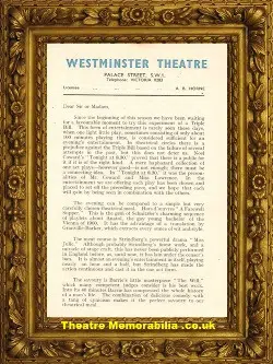 London Westminster Theatre – London Mask Company – 1940s ?