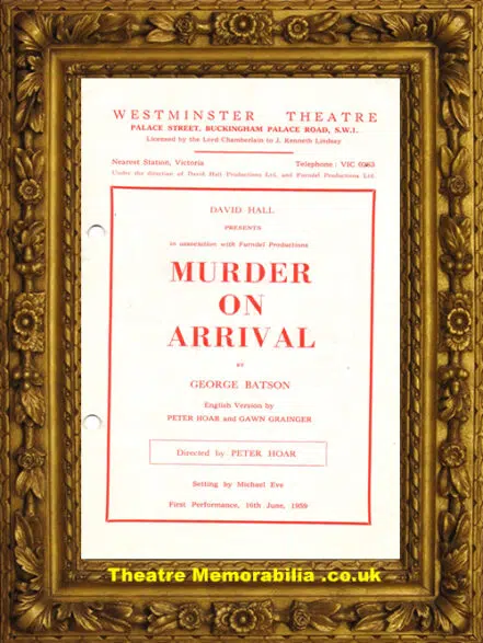 London Westminster Theatre – Murder On Arrival – 1959